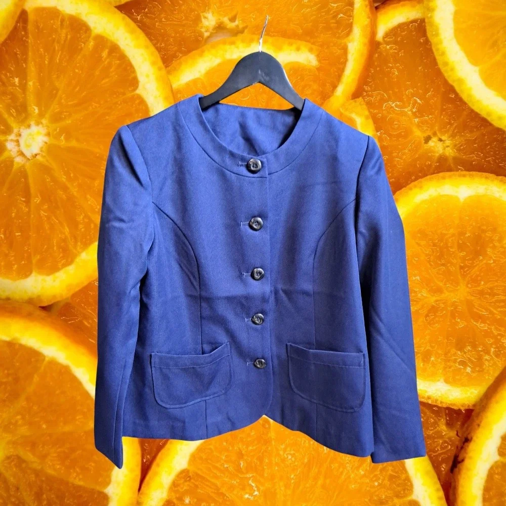 Vermont Country Store Blazer Jacket Career Button Front Blue Size‎ 8